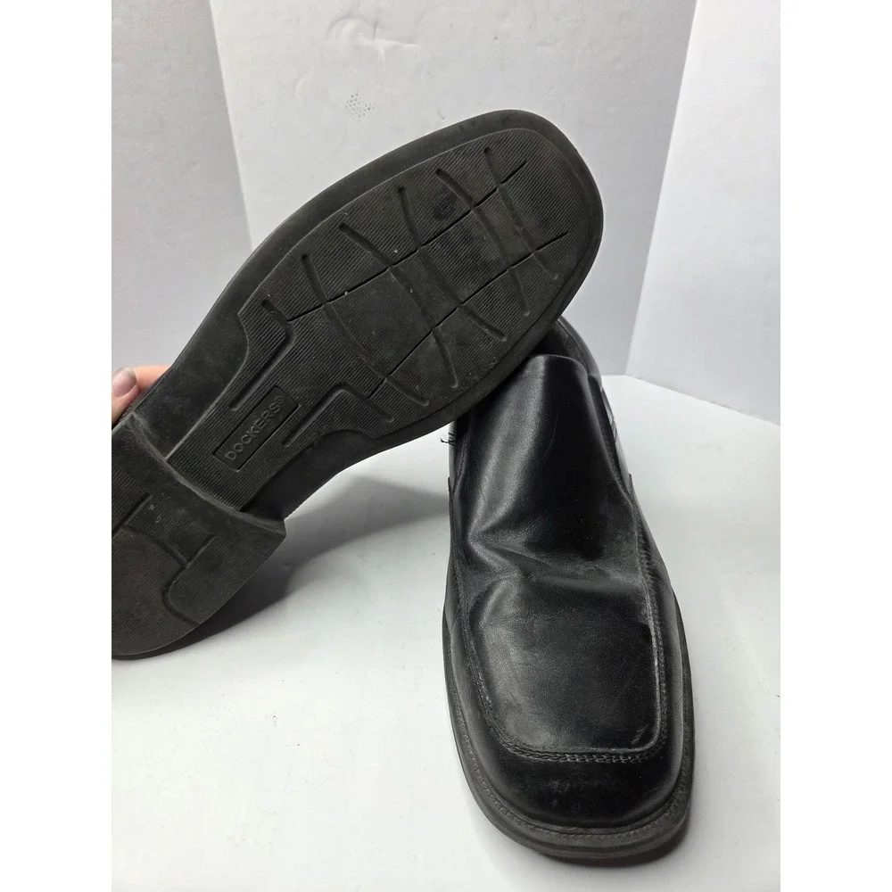 Dockers Mens Black Leather Slip On Loafers Square Toe Shoes 90-93194 Size 13W‎